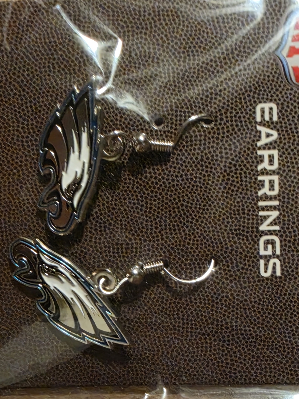 NFL Silver and White Eagle Logo Dangle Earrings
